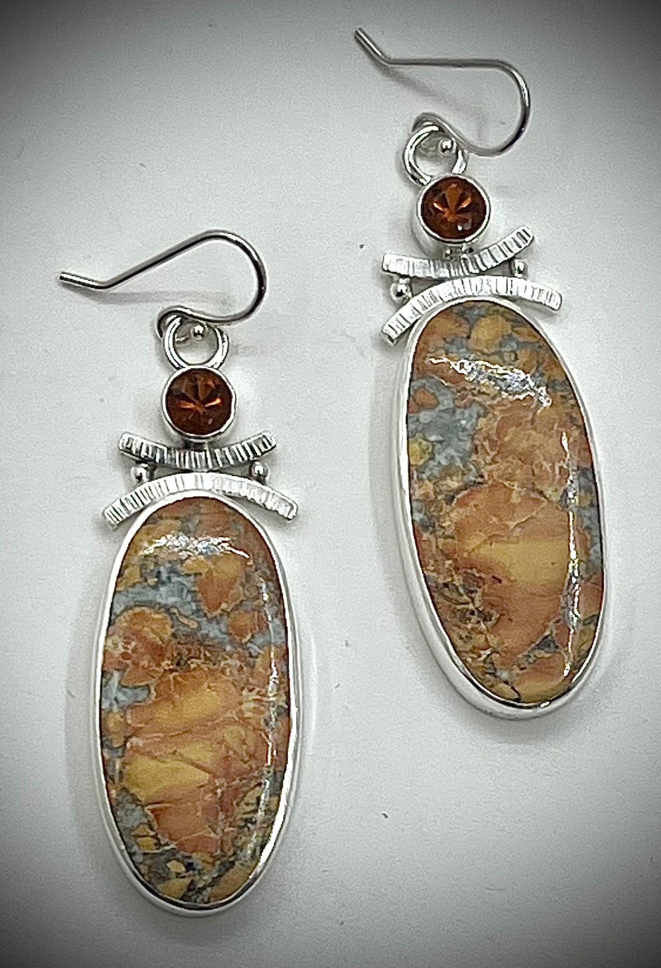 Long Maligano Jasper and Citrine Earrings