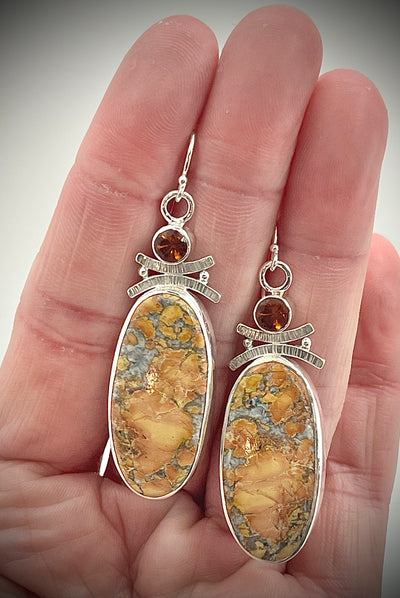 Long Maligano Jasper and Citrine Earrings