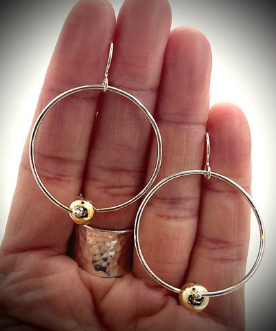 Sterling Twisted Hoop earrings with Gold Filled Ball