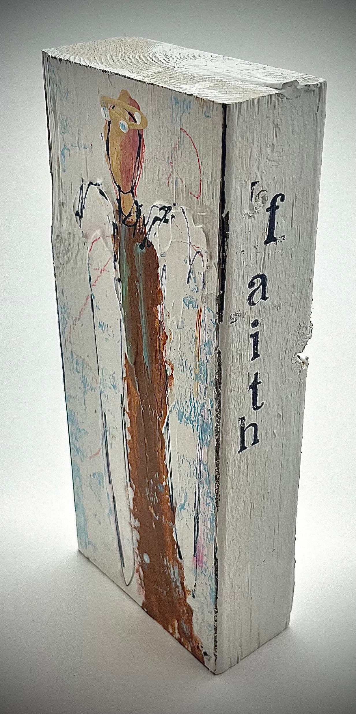 Faith Angel Painted Block