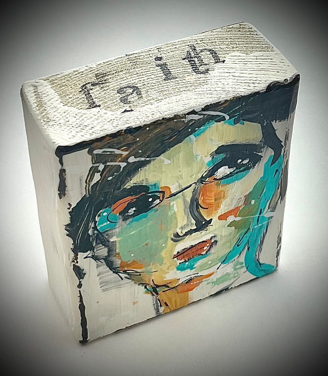 Faith Face Painted Block