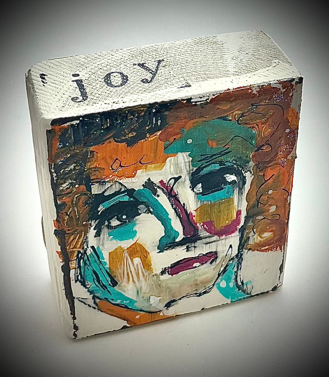 Joy Face Painted Block