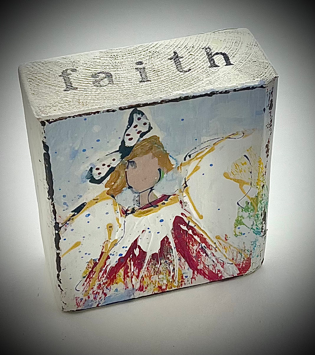 Faith Angel Painted Block