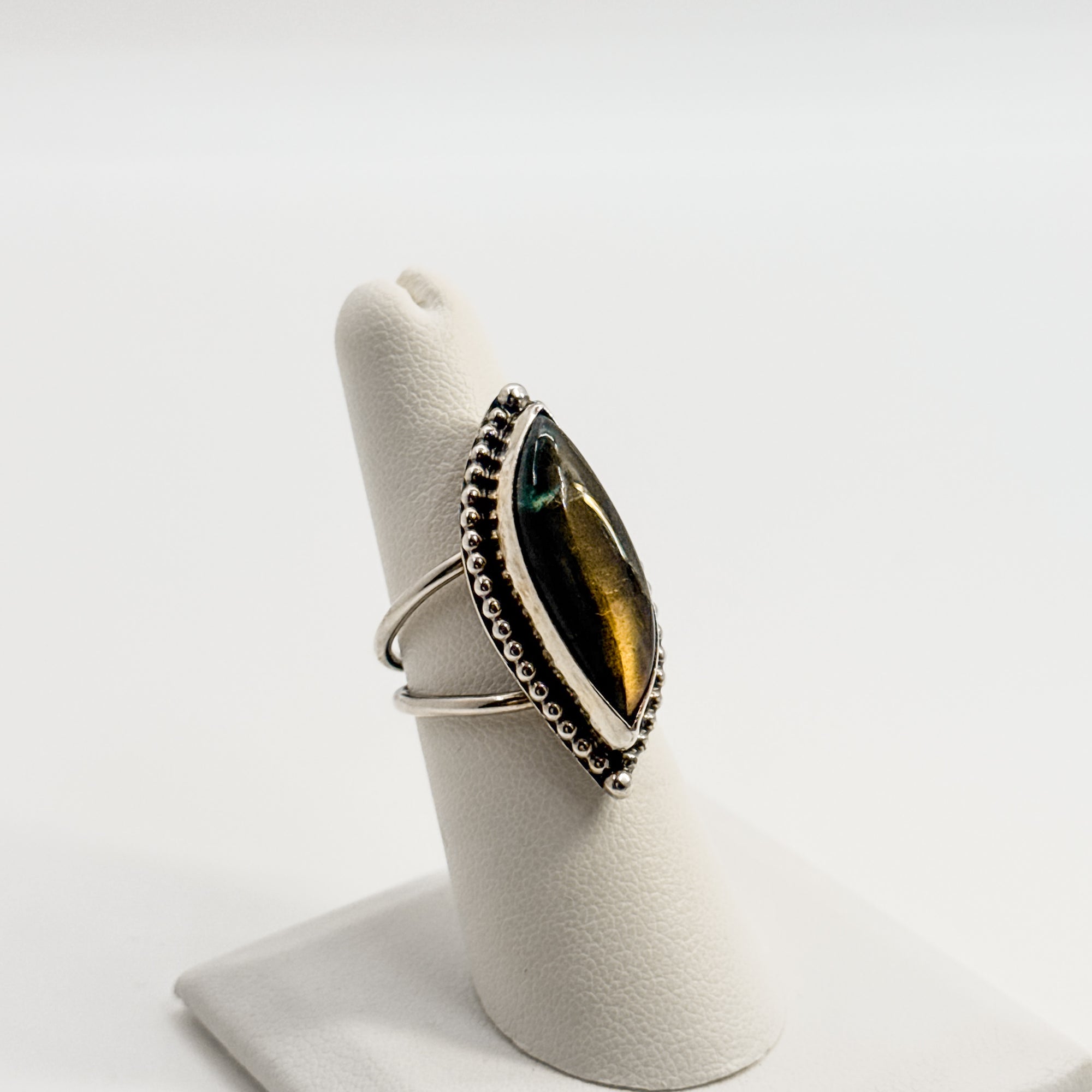 Pink Orange Labradorite ring