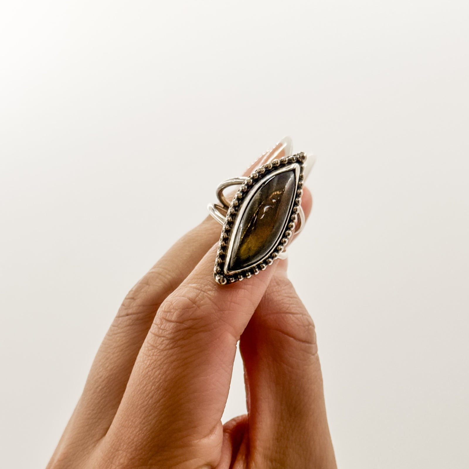 Pink Orange Labradorite ring