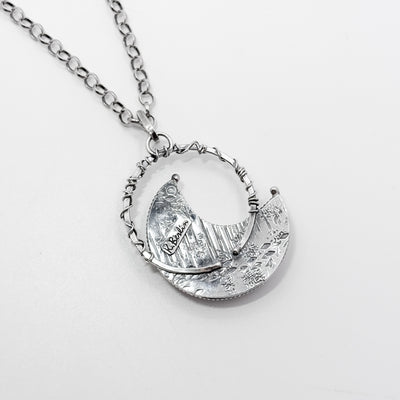 Crescent Moon Labradorite Pendant Necklace