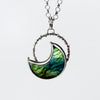 Crescent Moon Labradorite Pendant Necklace
