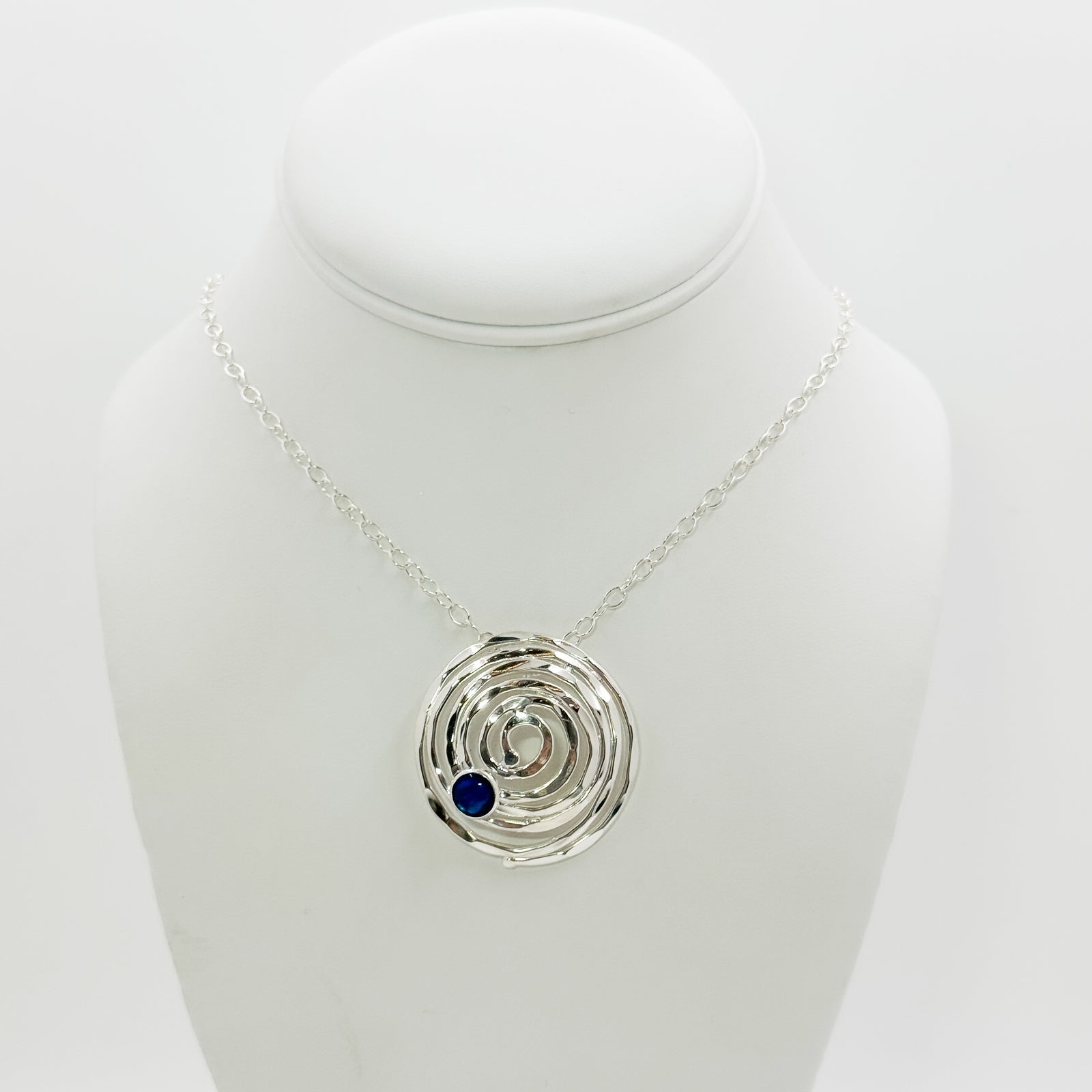 Domed spiral pendant with abalone necklace