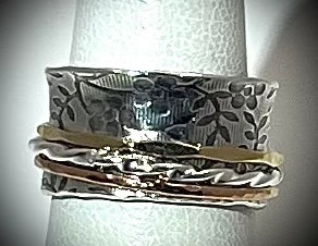Sterling Silver and Gold Twiddle Ring
