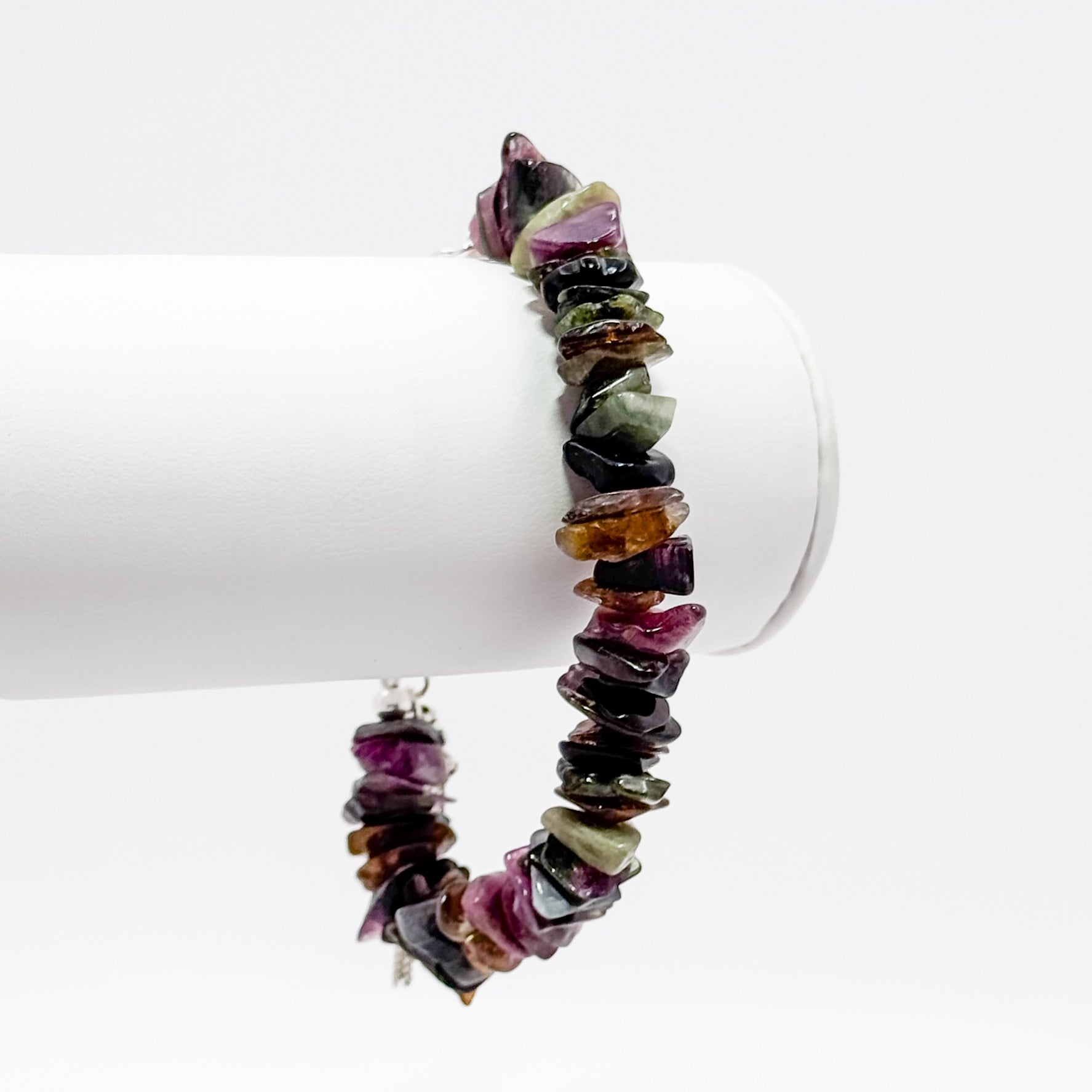 Tourmaline chip bead Toggle Tassel Bracelet