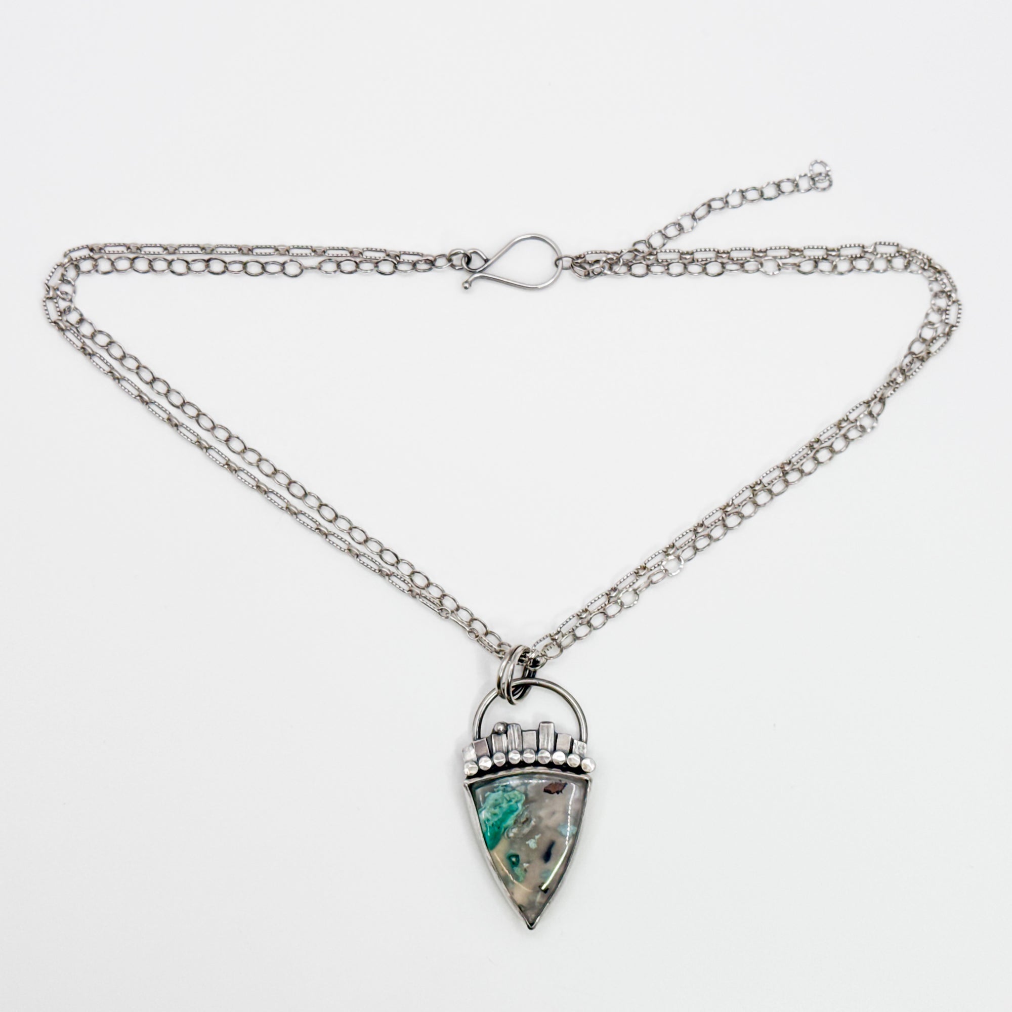 Chrysocolla Native Copper Pendant on Double chain Necklace