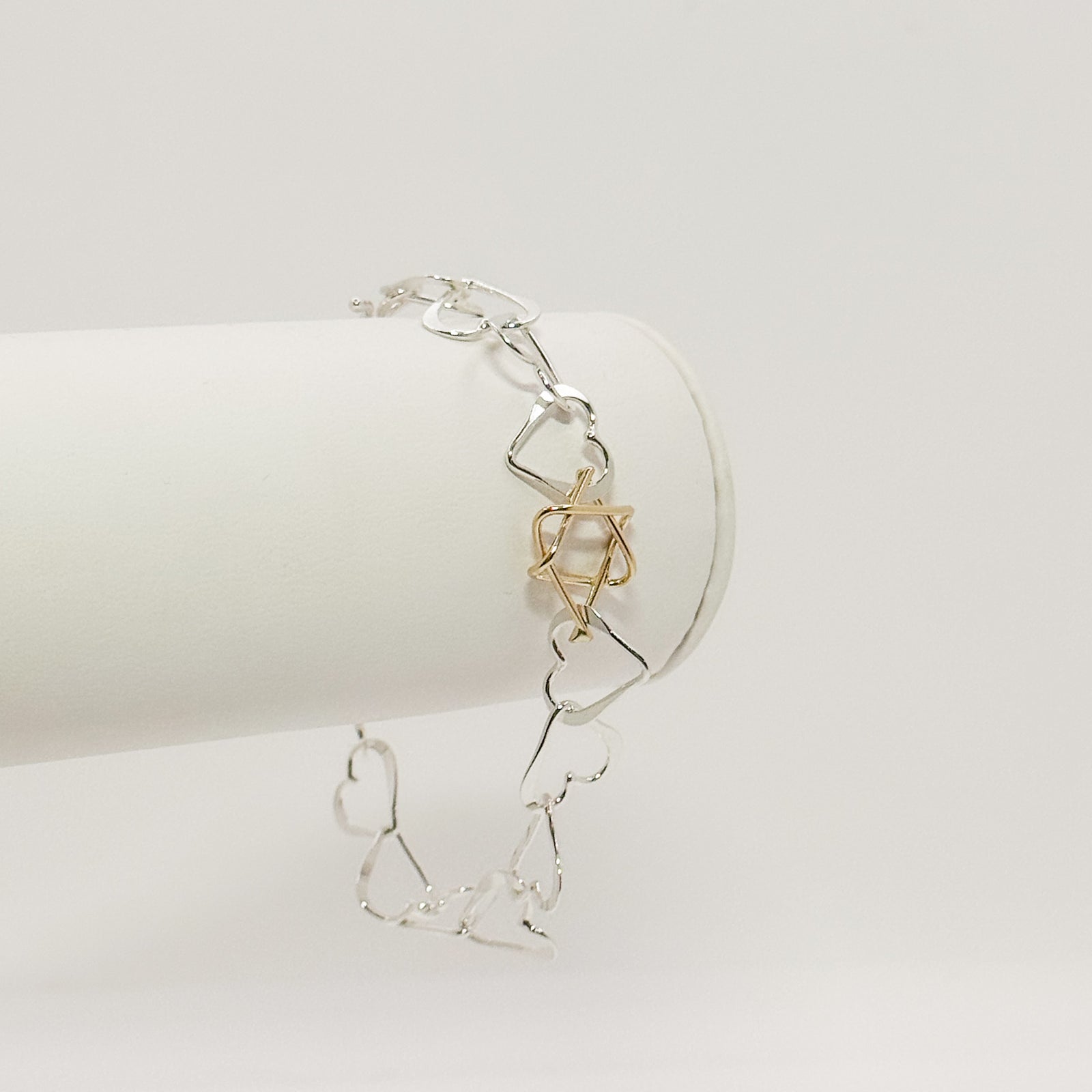 Mini Heart bracelet with hidden gold star of David