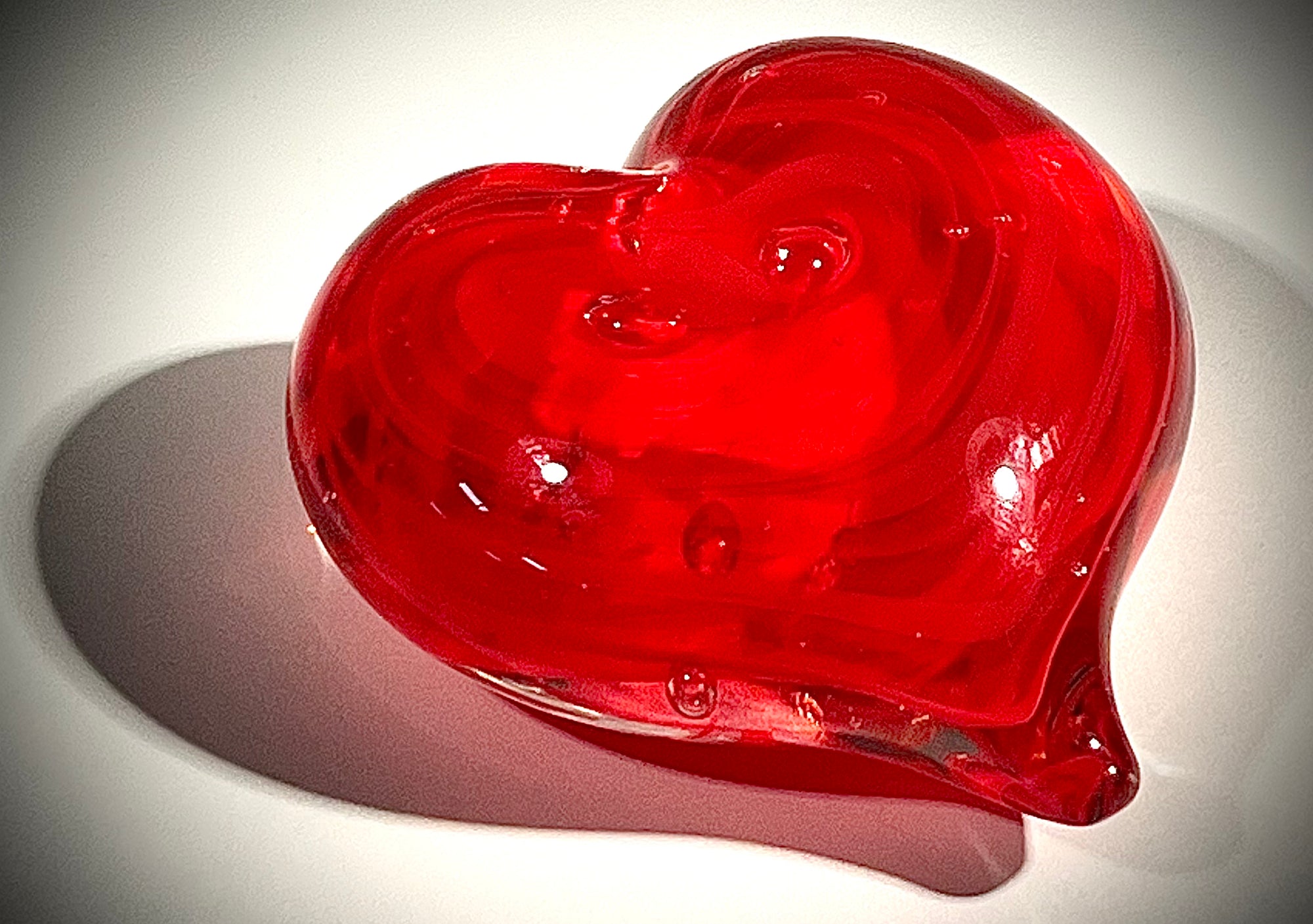 Red Glass Heart Paperweight