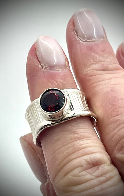 Rhodalite Garnet Anticlastic Ring