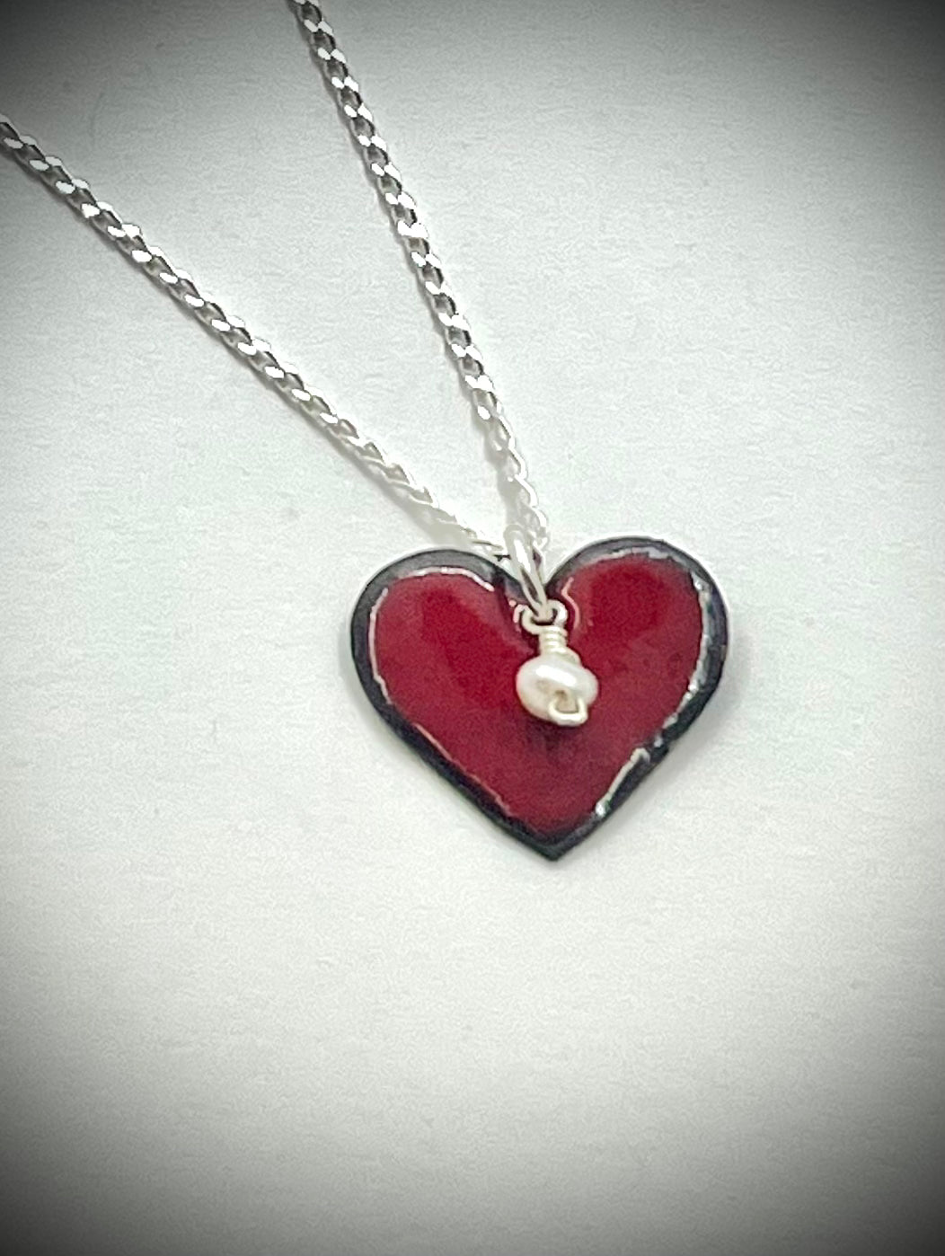 Red Enamel Heart Pendant Necklace