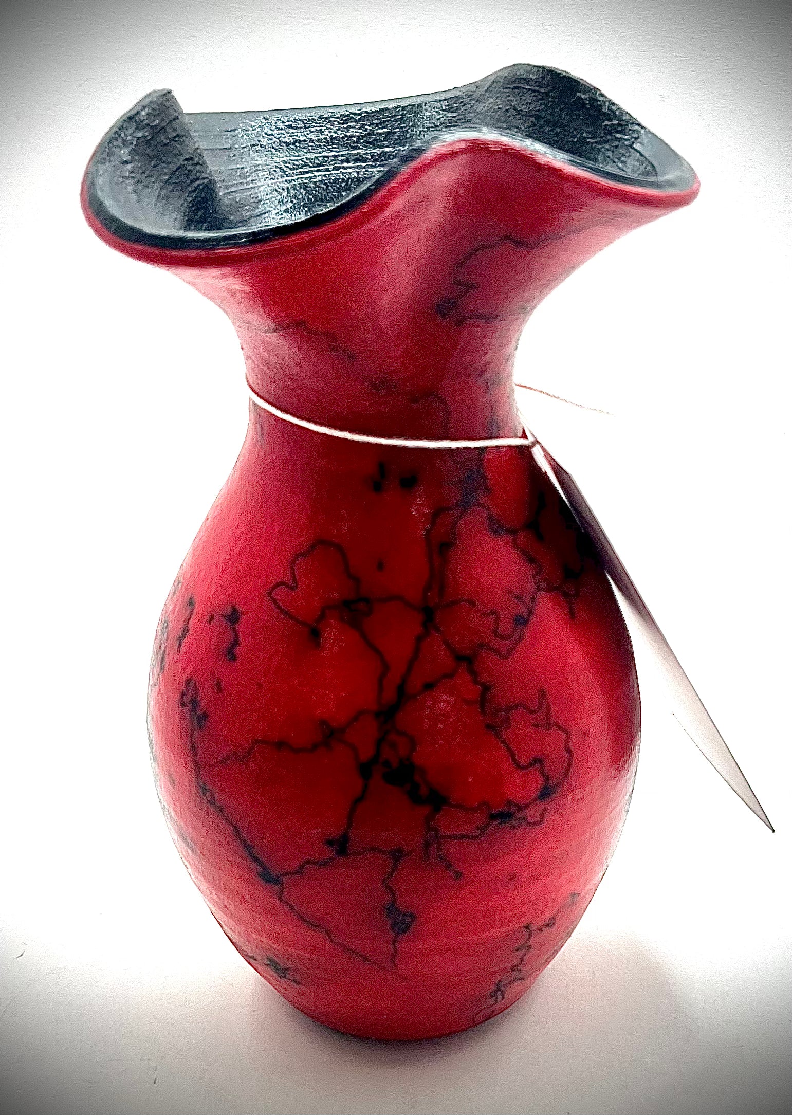 Red Raku Horse Hair Vase