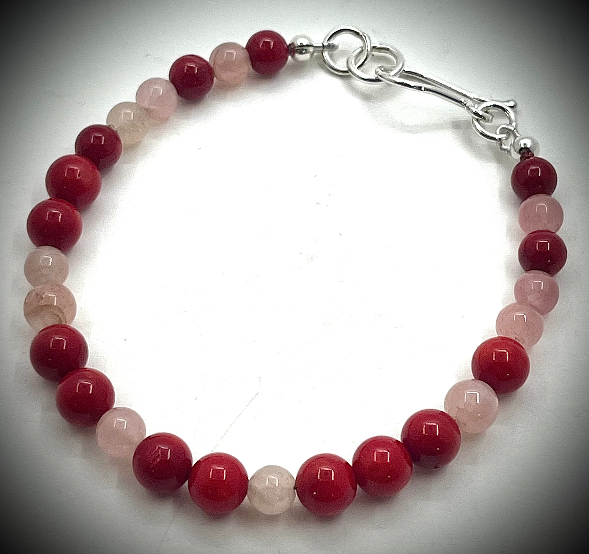 Red Coral and Rose Quartz Bracelet