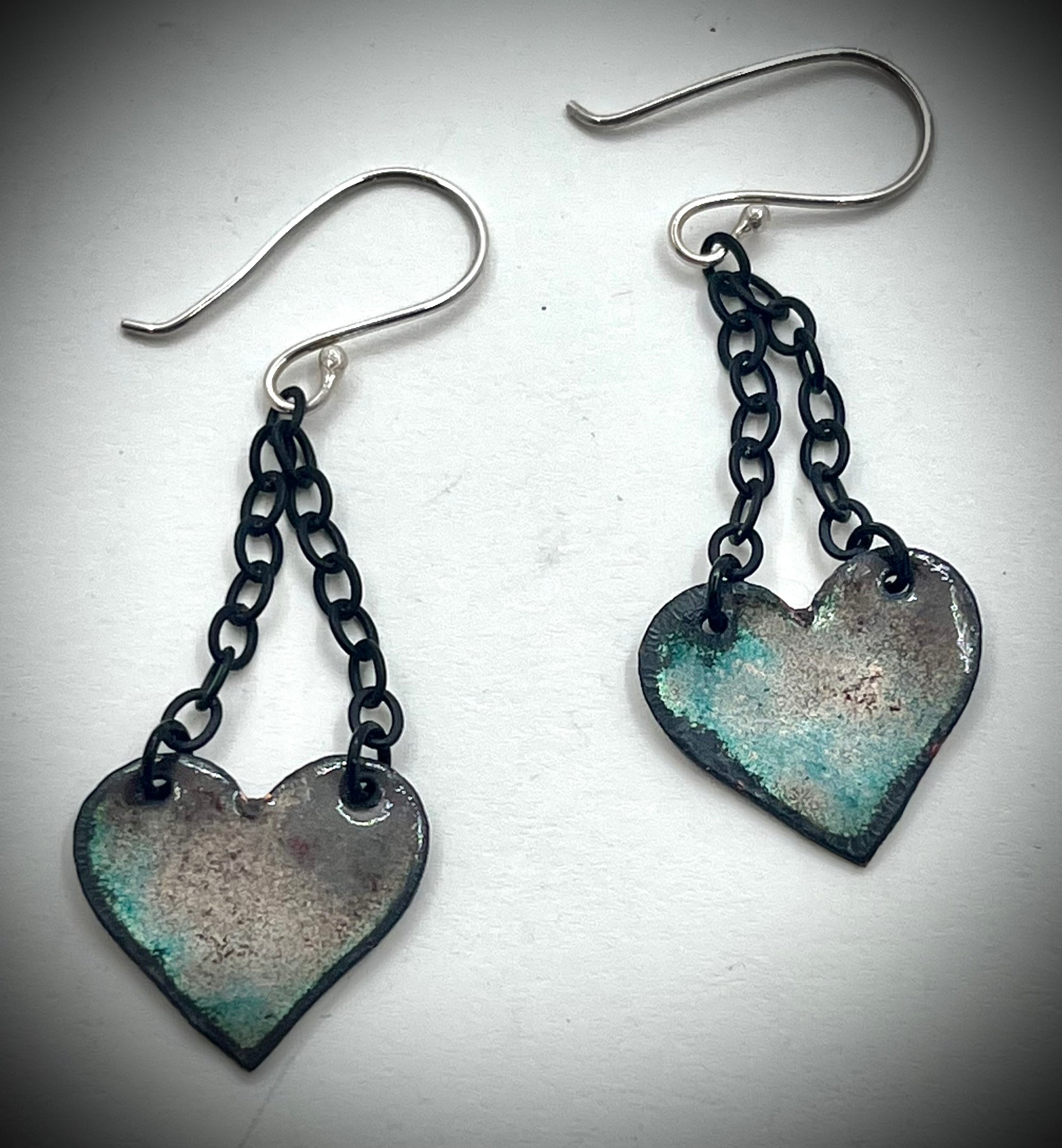 Red Enamel Heart Earrings