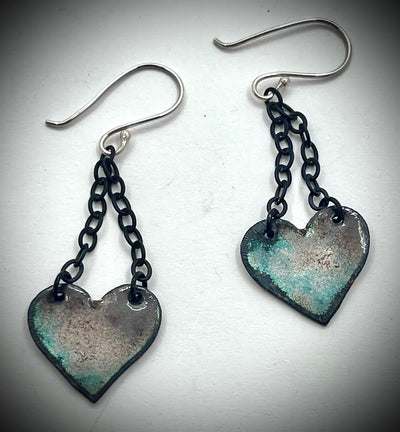 Red Enamel Heart Earrings