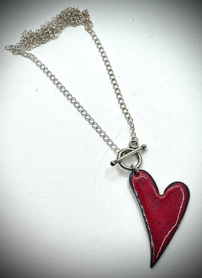Red Enamel Heart Necklace