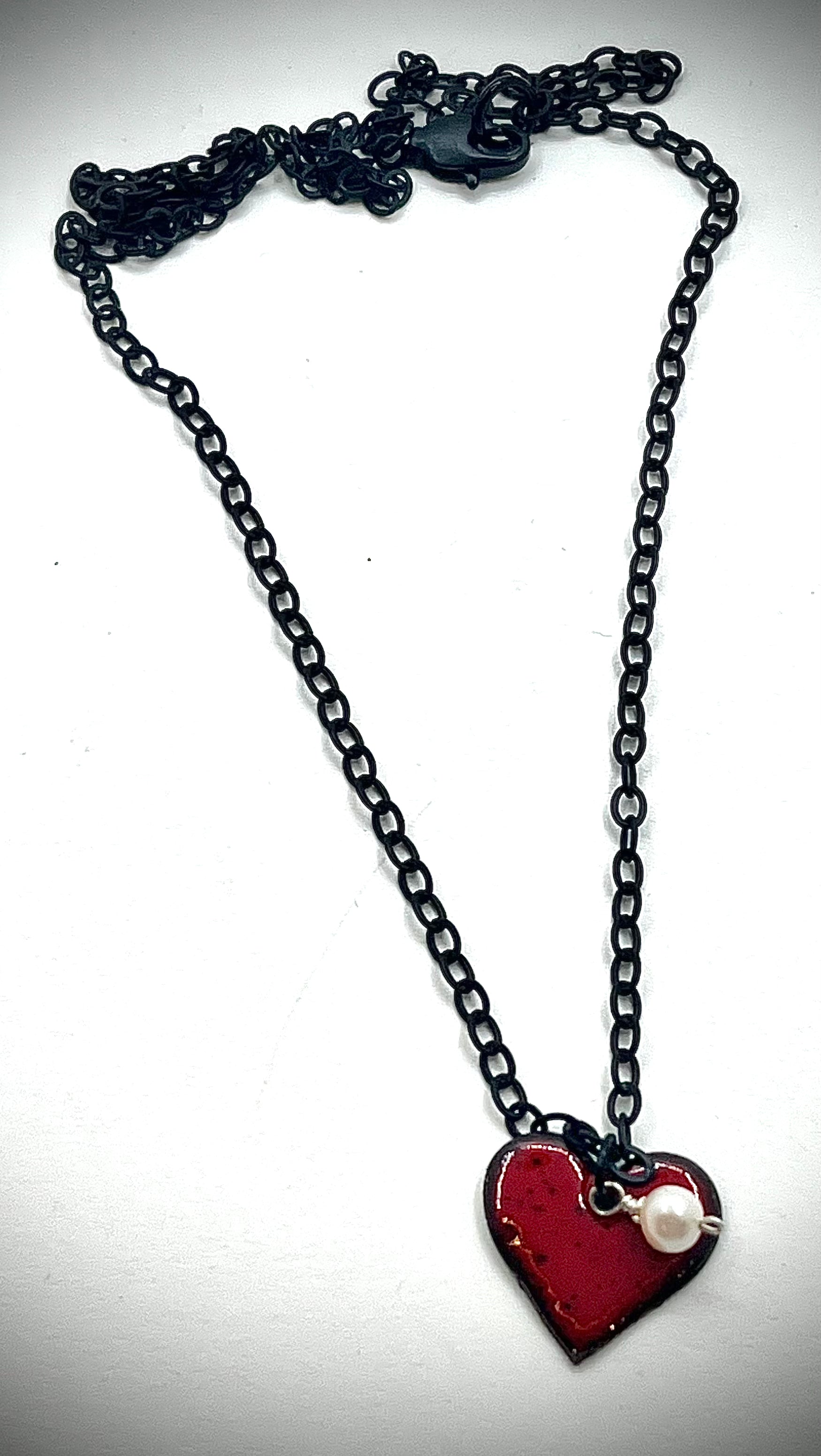 Small Red Enamel Heart Necklace