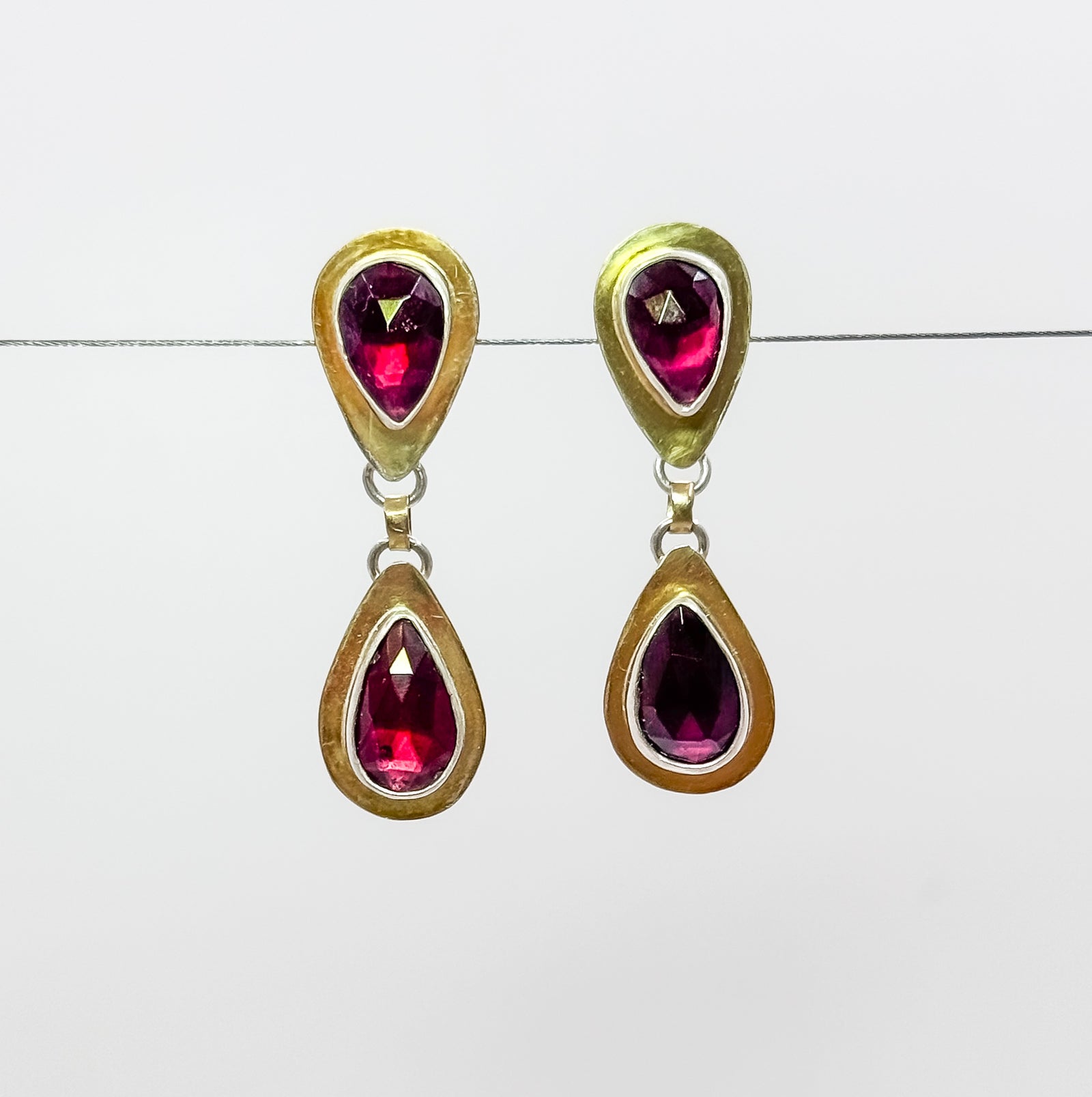 18k Rhodolite garnet earrings