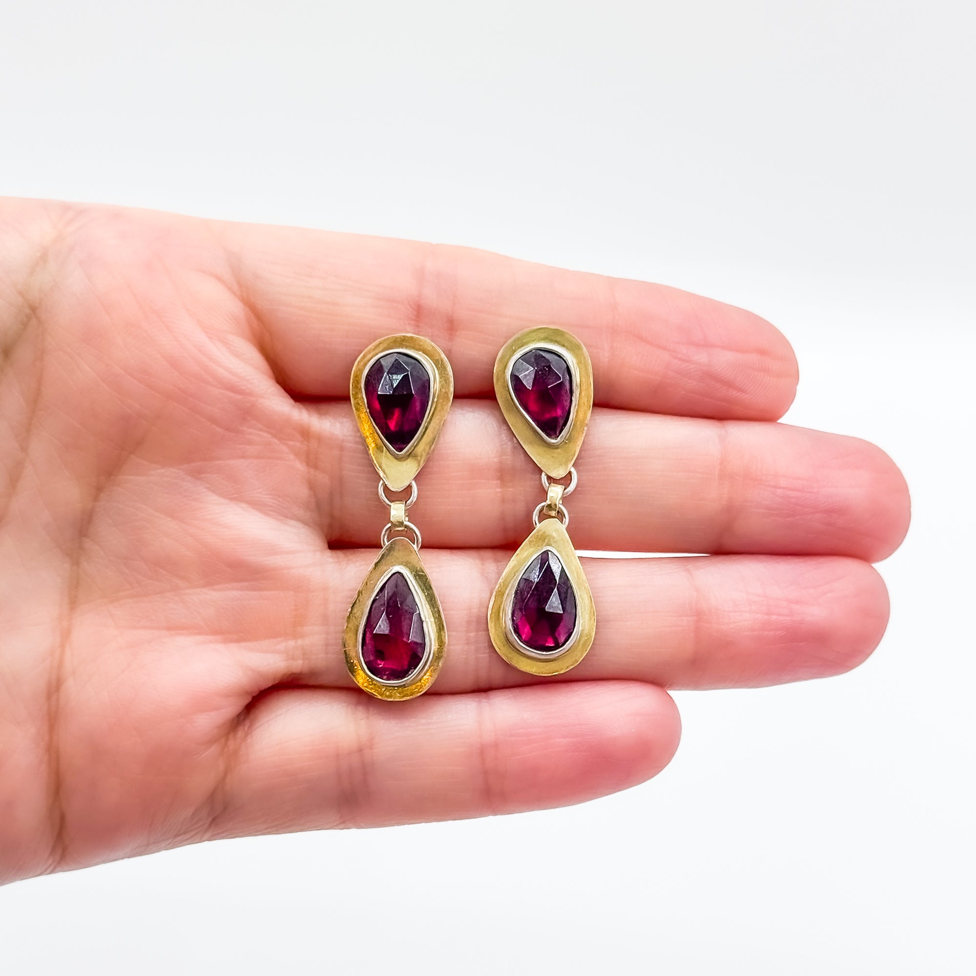 18k Rhodolite garnet earrings