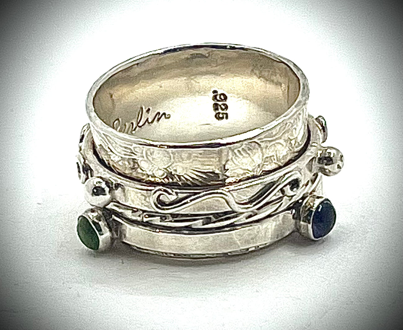 Triple Stone Spinning Band Twiddle Ring
