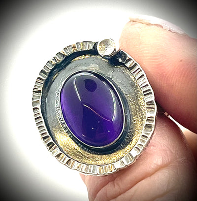 Oxidized Amethyst Ring