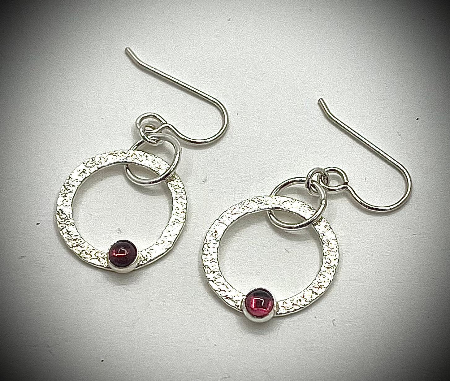 Garnet Smoke Ring Dangle Earrings