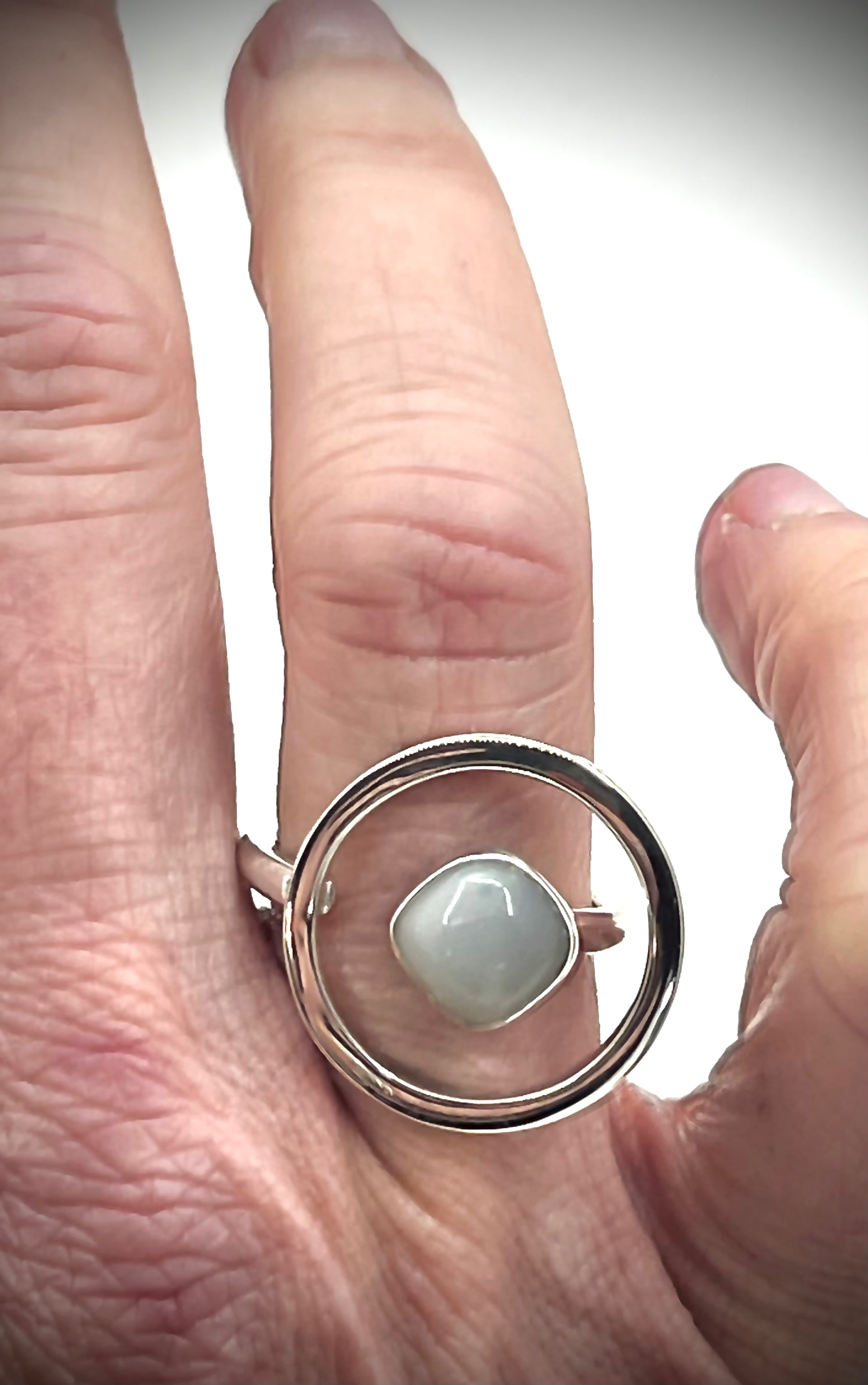 Grey Moonstone Saturn Ring