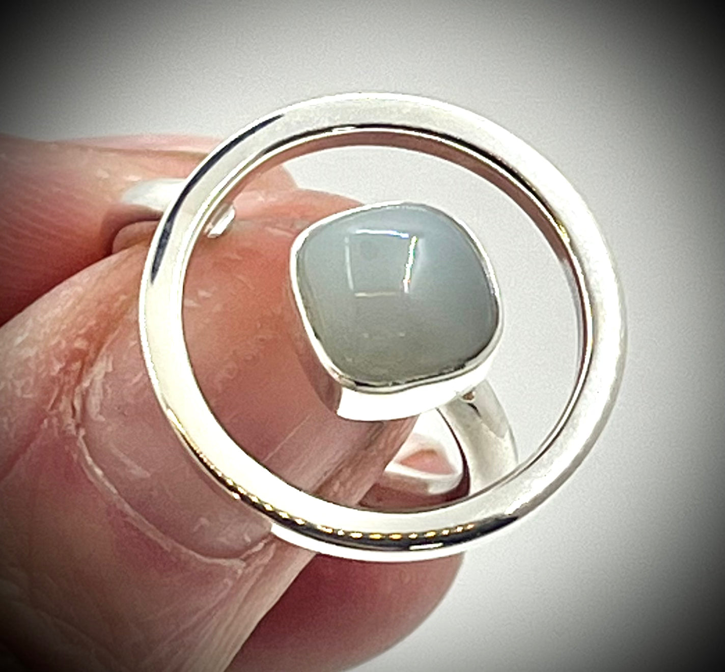Grey Moonstone Saturn Ring