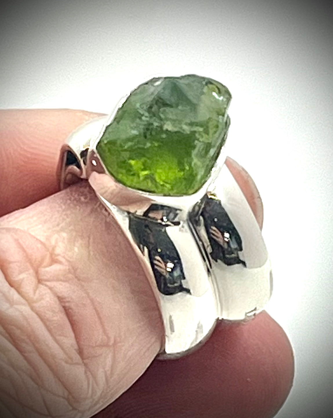 Double Band Peridot Ring