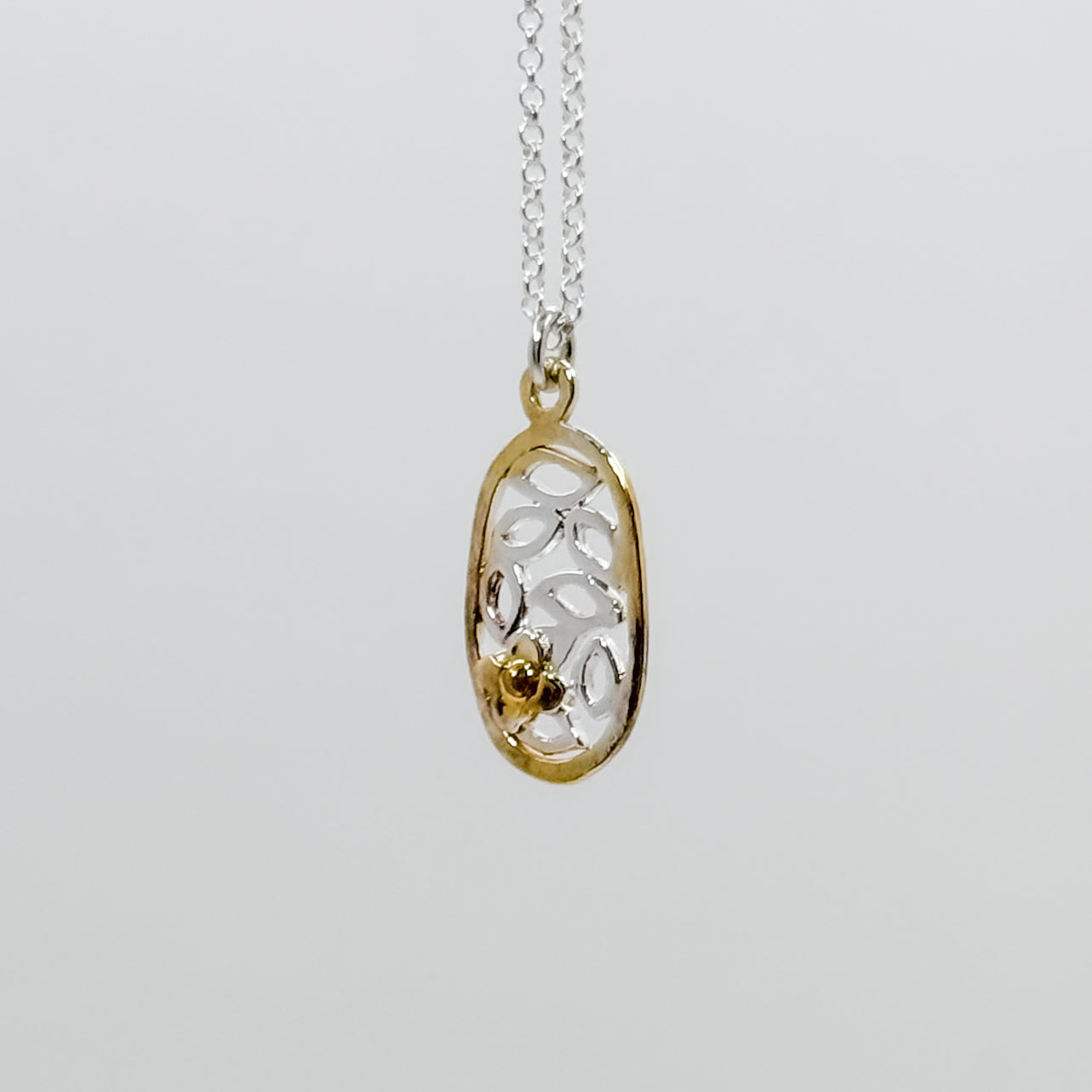 Small Petal Pendant with 2 Tone Hydrangea Necklace