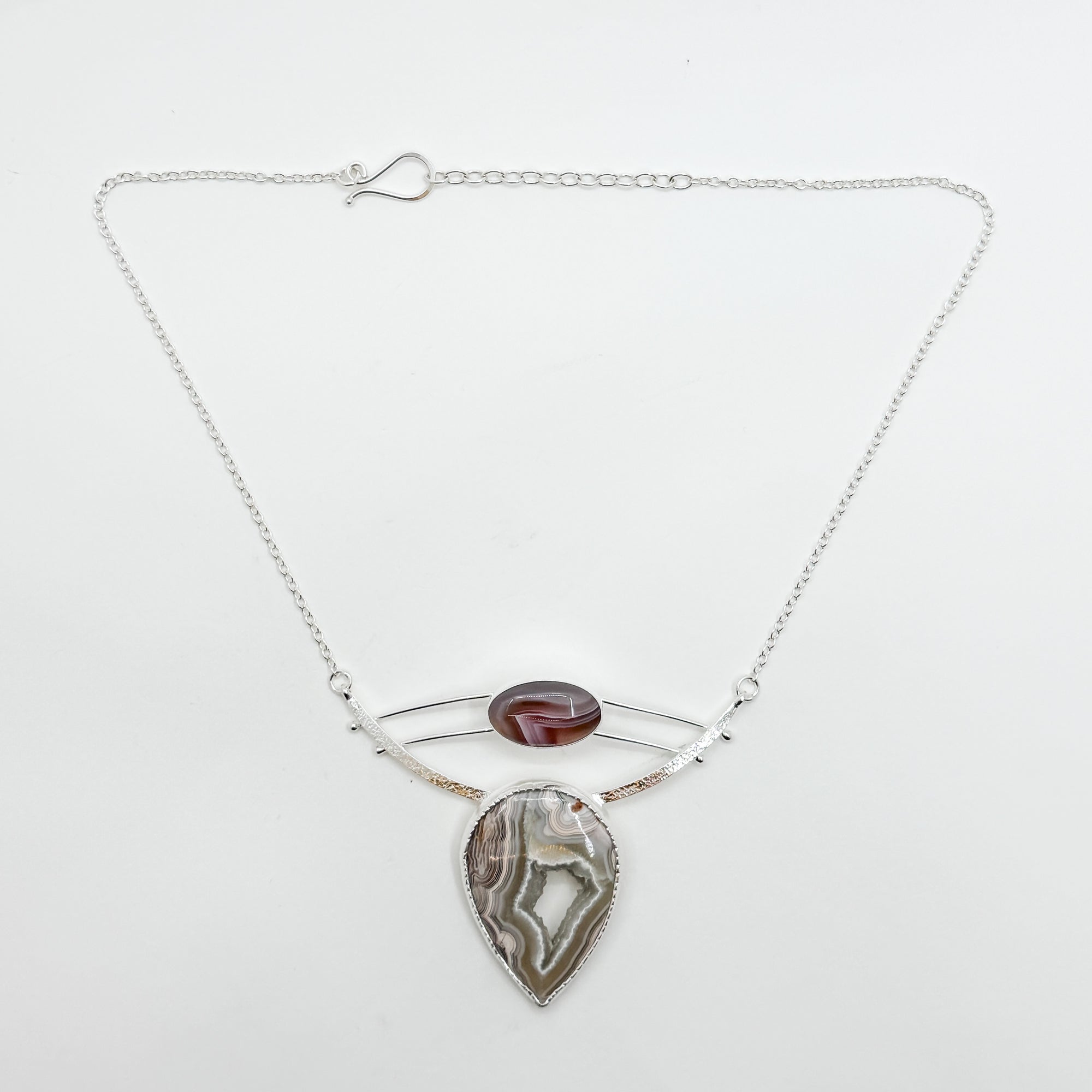 Jovie Choker with Druzy Lace Agate & Pink Botswana Agate Necklace