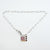 Side bar necklace with square natural surface rose quartz
