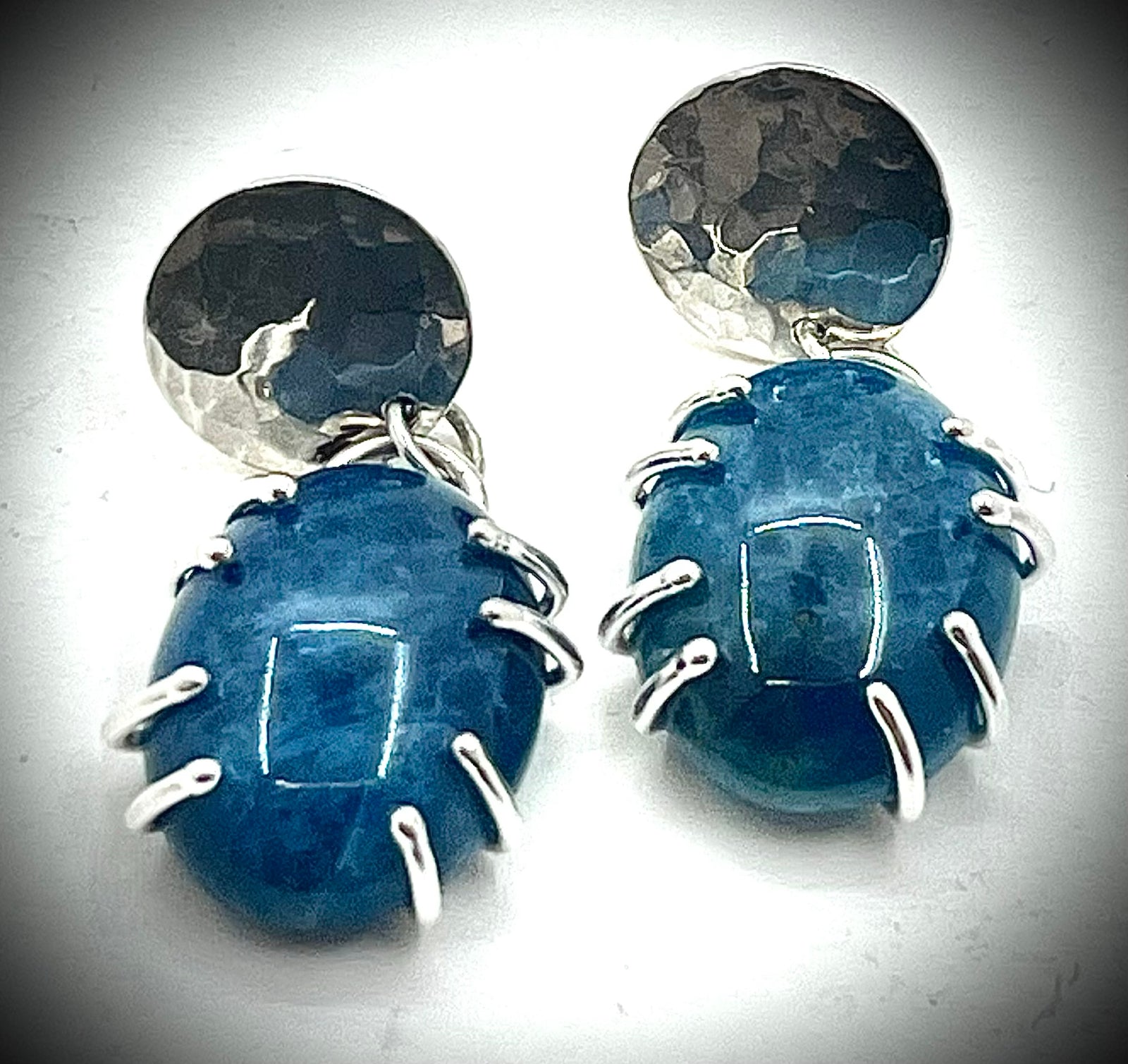 Four Prong Blue Apatite Earrings