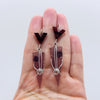 Long Triangle with red tiger eye earrings