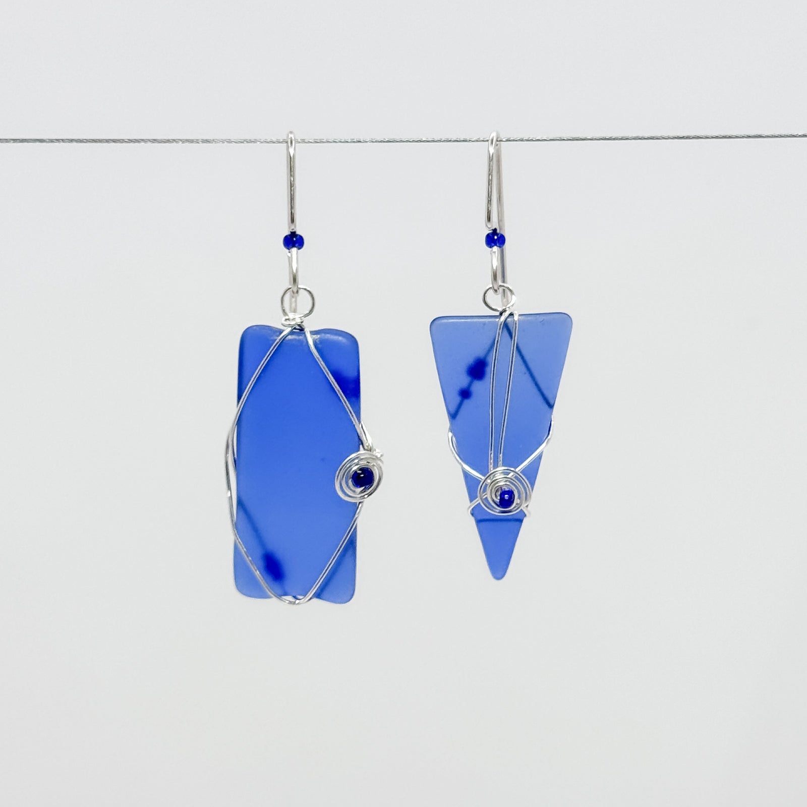 Deep Blue asymmetrical earrings