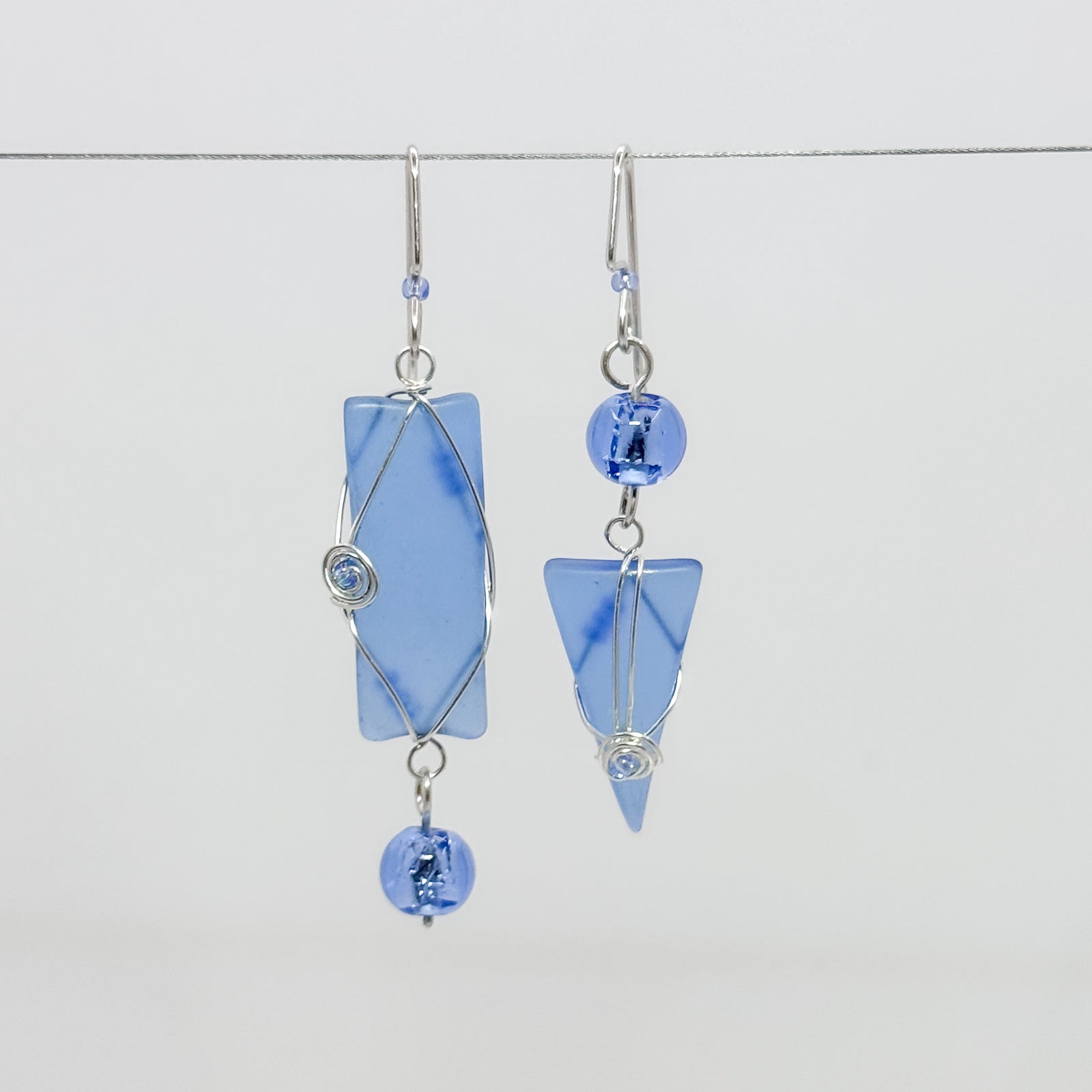 Mid Blue asymmetrical earrings
