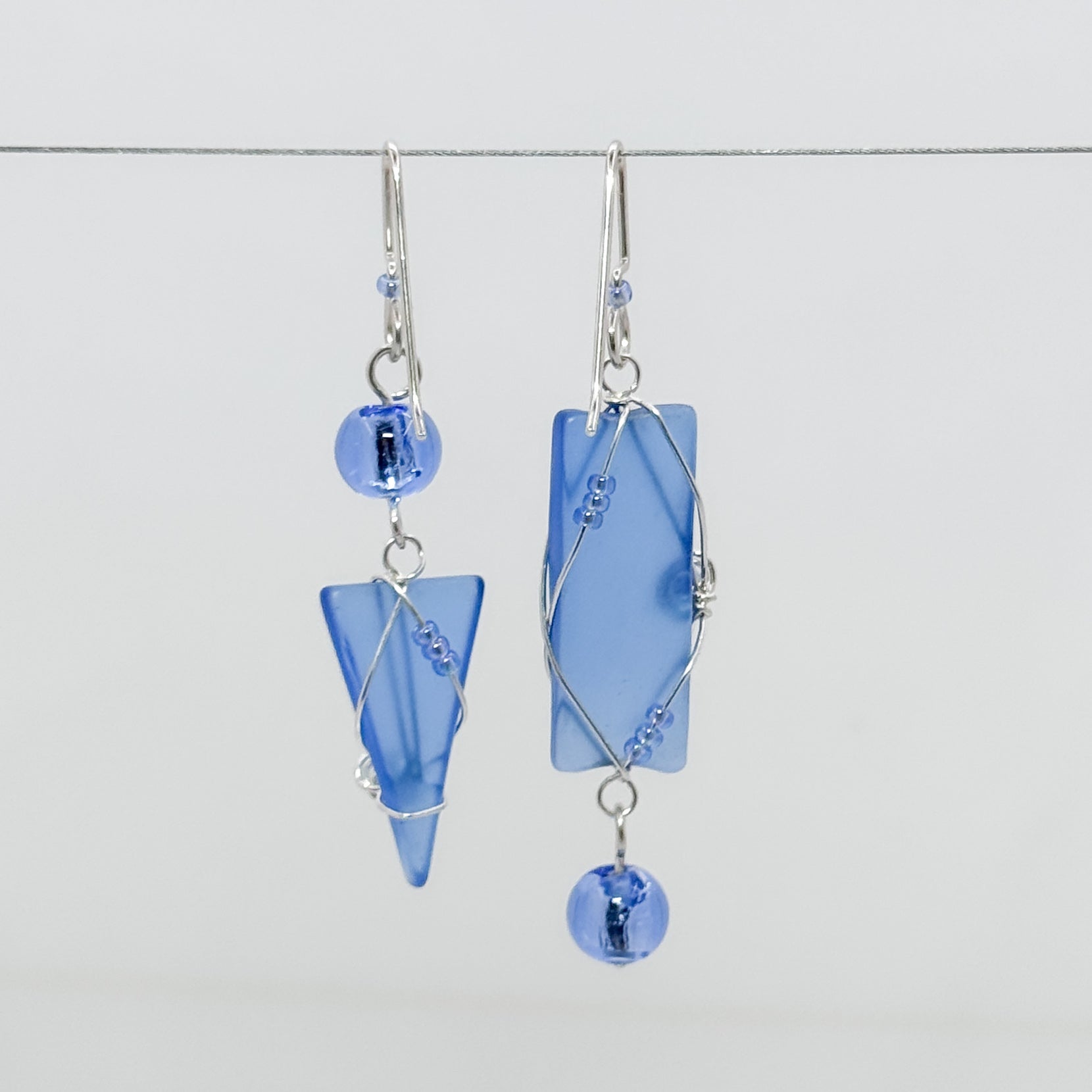 Mid Blue asymmetrical earrings