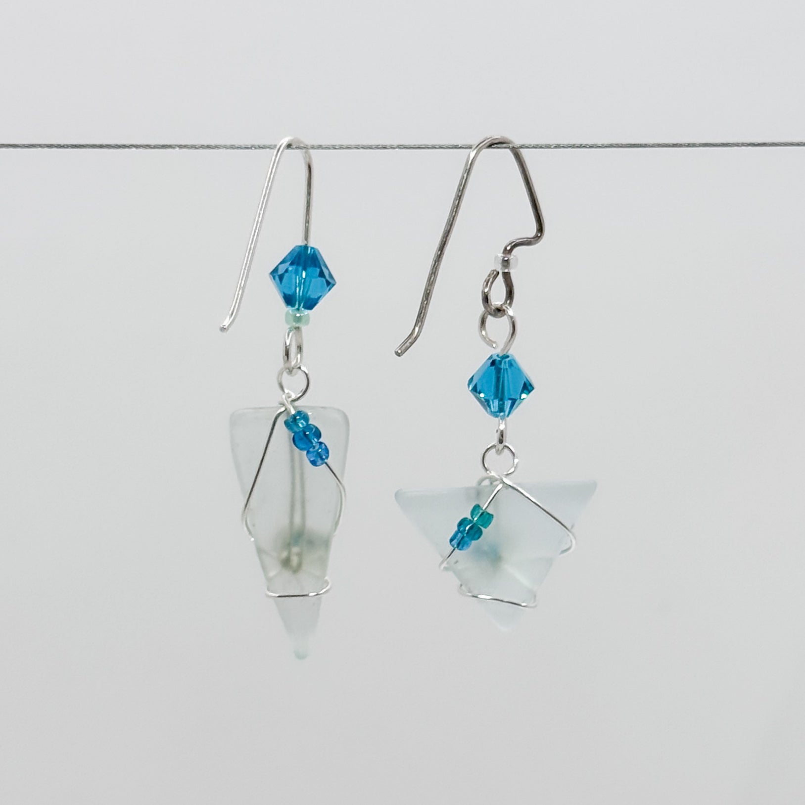Seafoam with Turquoise crystal earrings