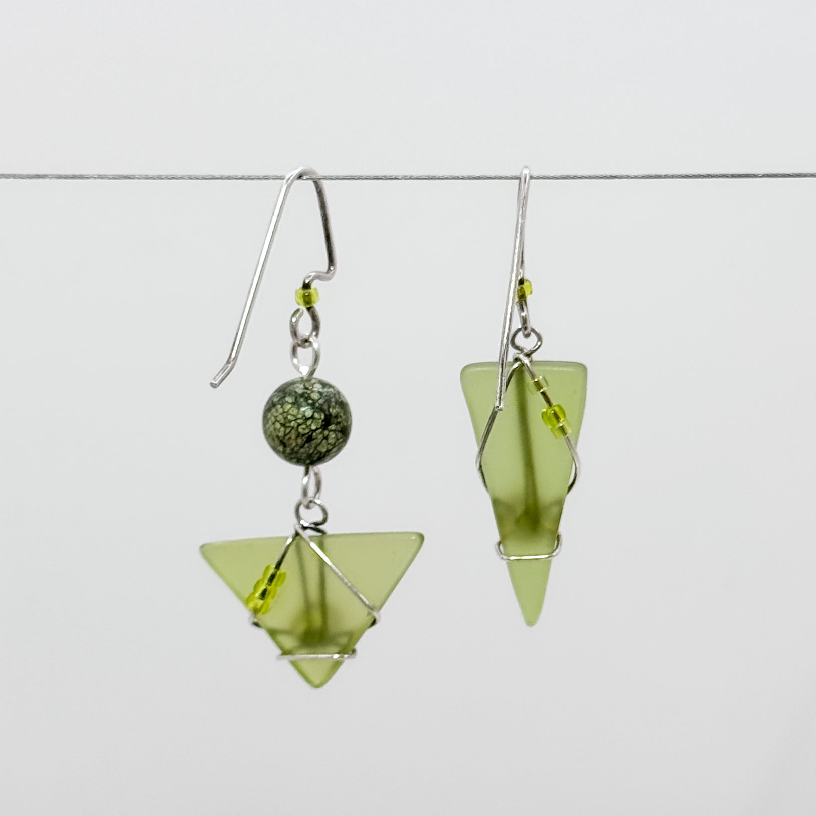 Kiwi asymmetrical with stone earrings