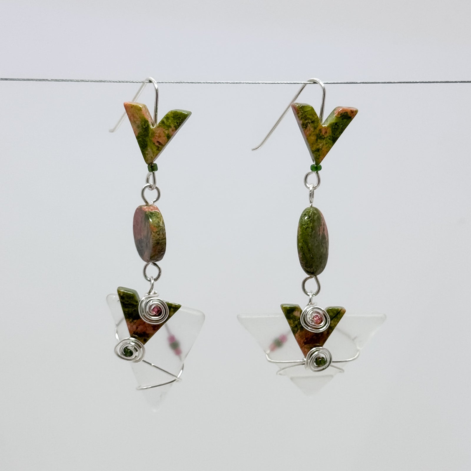 Amy Triangle with unakite earrings