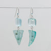 Aquamarine triangle with stones earrings