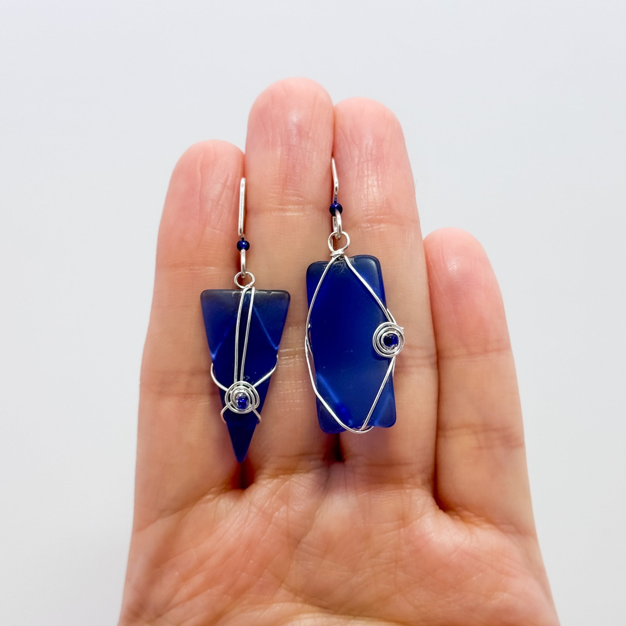 Deep Blue asymmetrical earrings