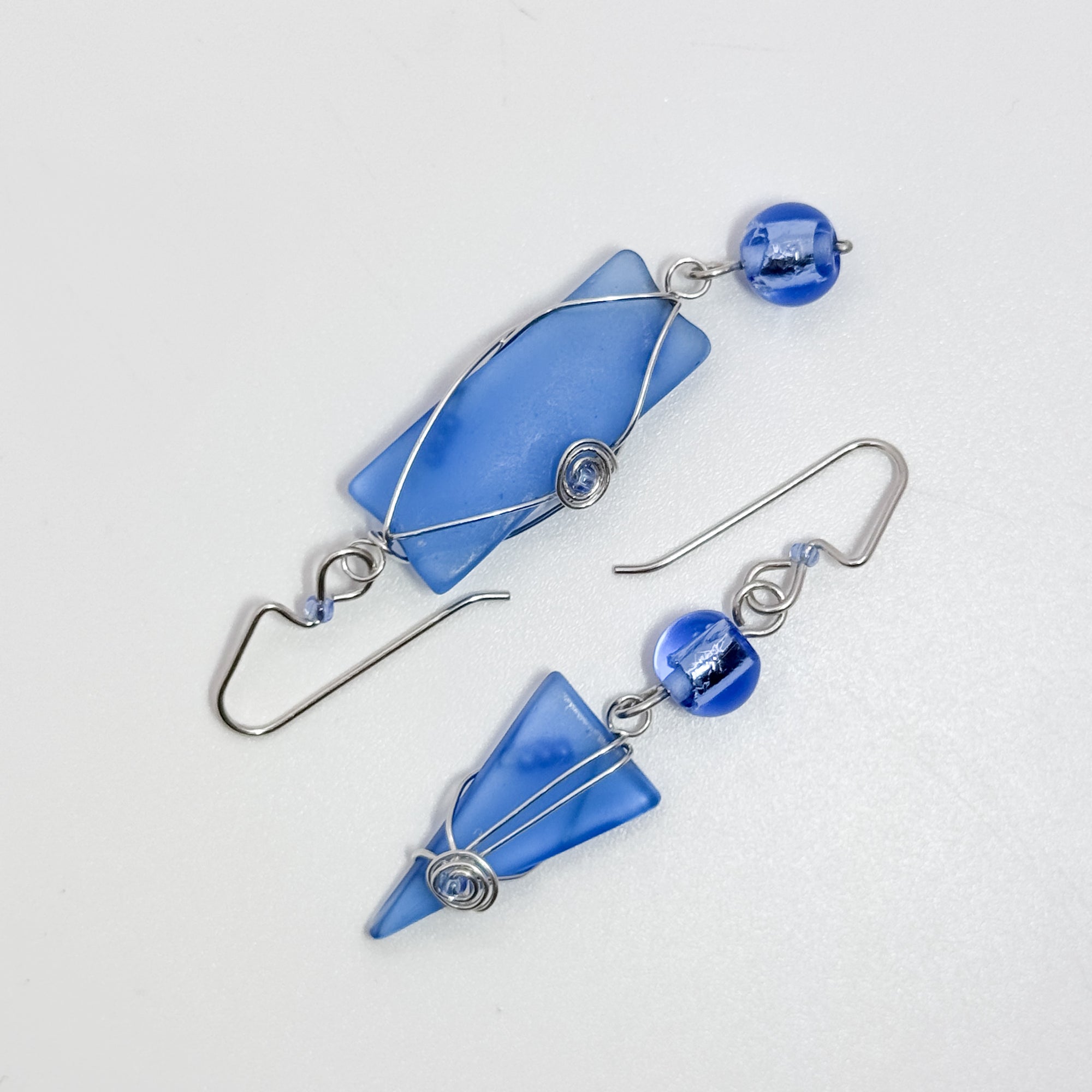 Mid Blue asymmetrical earrings