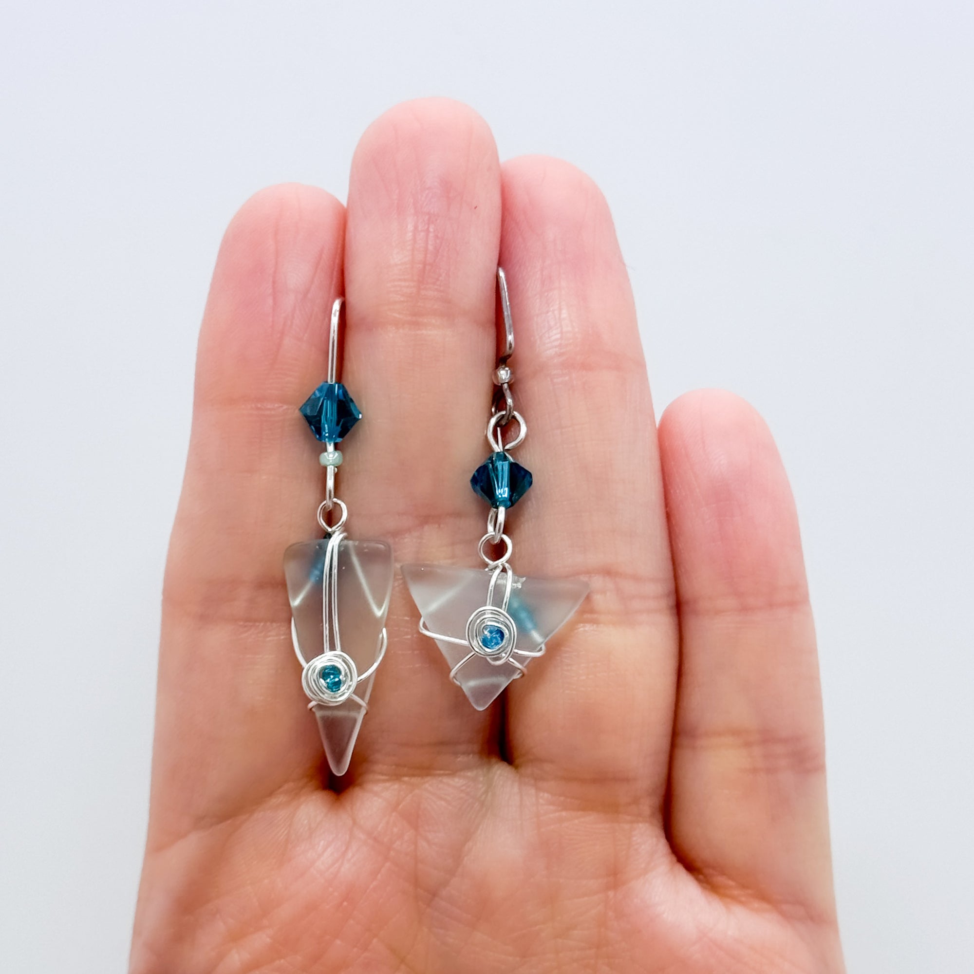 Seafoam with Turquoise crystal earrings