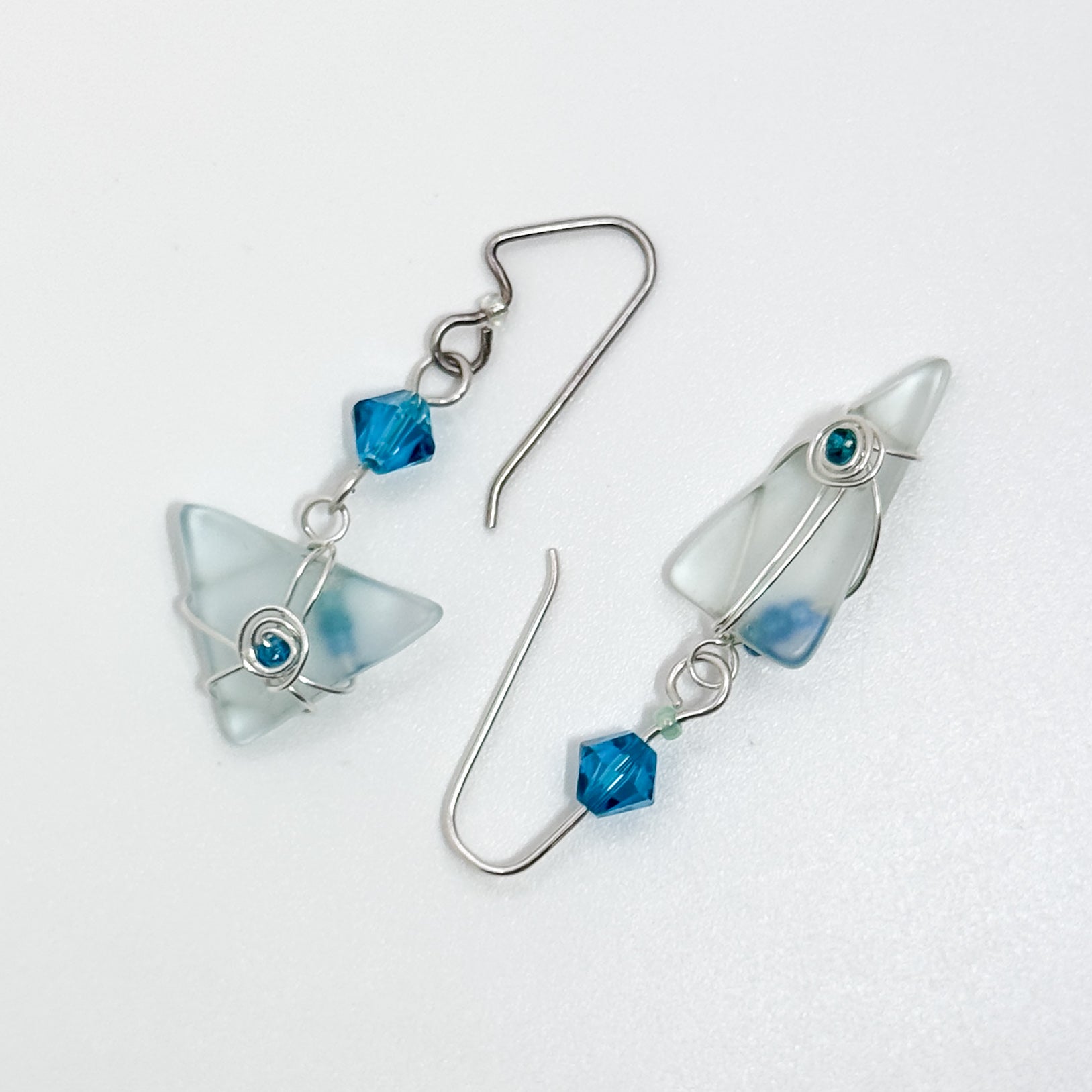 Seafoam with Turquoise crystal earrings
