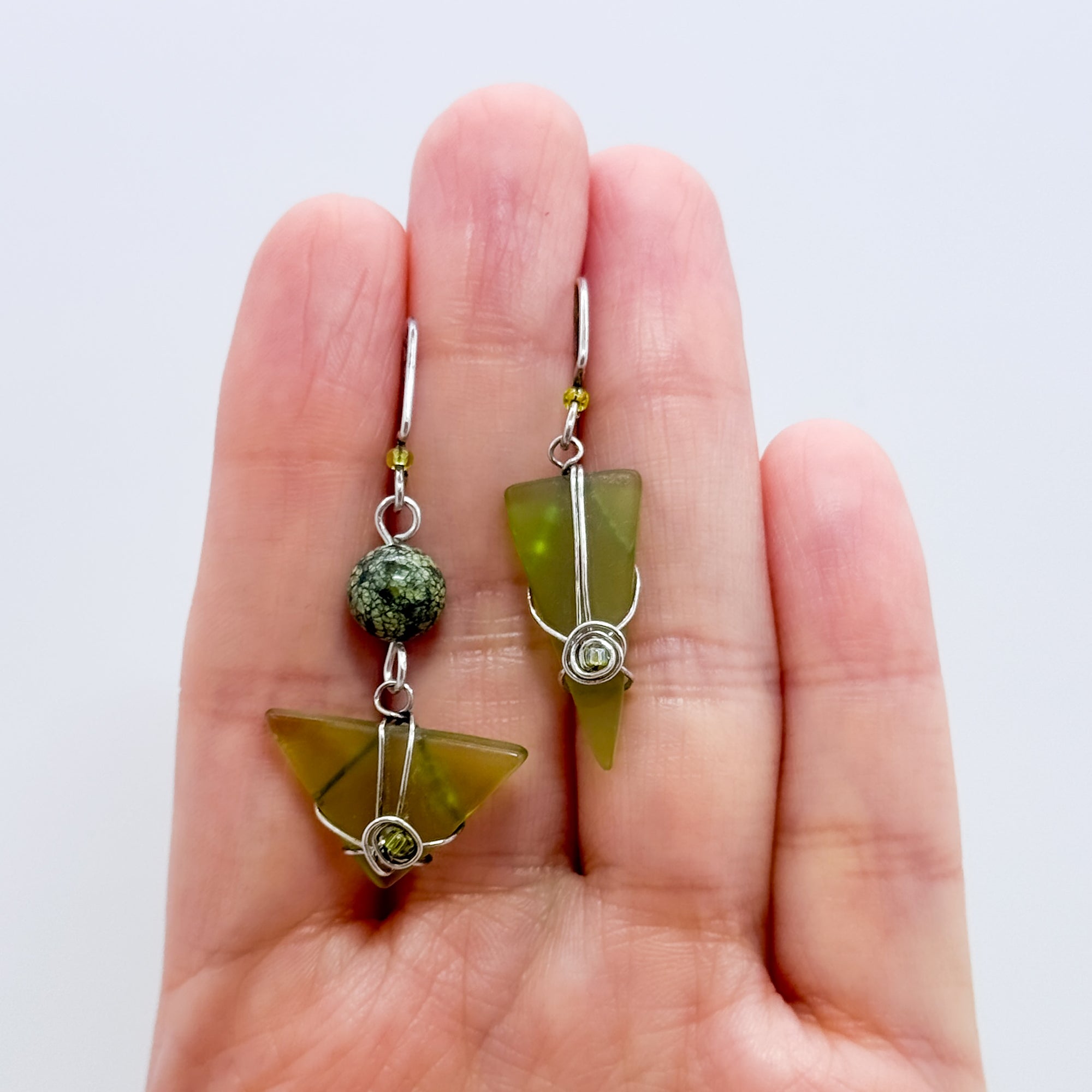 Kiwi asymmetrical with stone earrings